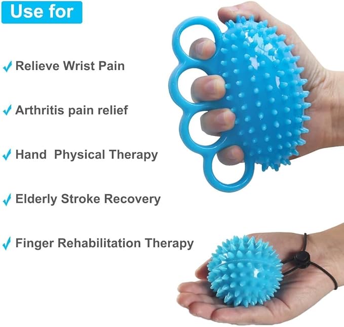 Hand Exerciser Ball, Finger Strengthener, Hand Grip Stress Balls for Adults, Hand Massager for Therapy Arthritis and Carpal Tunnel, Stress Relief, Set of 2