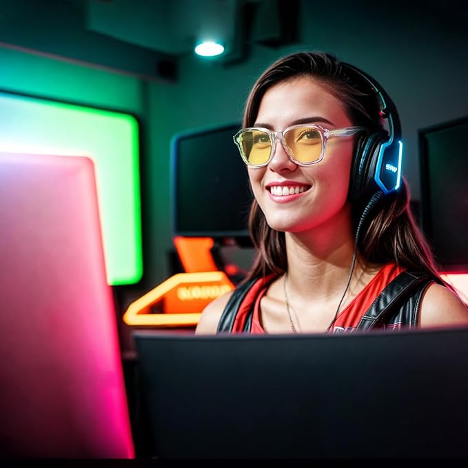 VISOONE Gaming Glasses Blue Light Blocking Oversized Square Computer Eyewear Men Women Bennett