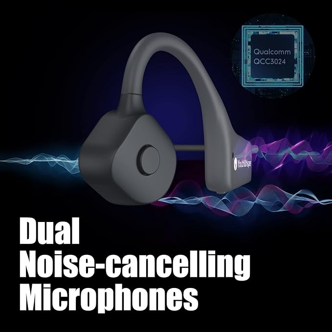 Bone Conduction Headphones - Bluetooth 5.2 Open Ear Headphones IP67 Waterproof Sport Earphones with Noise-Cancelling Mic - Wireless Bone Conducting Headset for Running Hiking Cycling