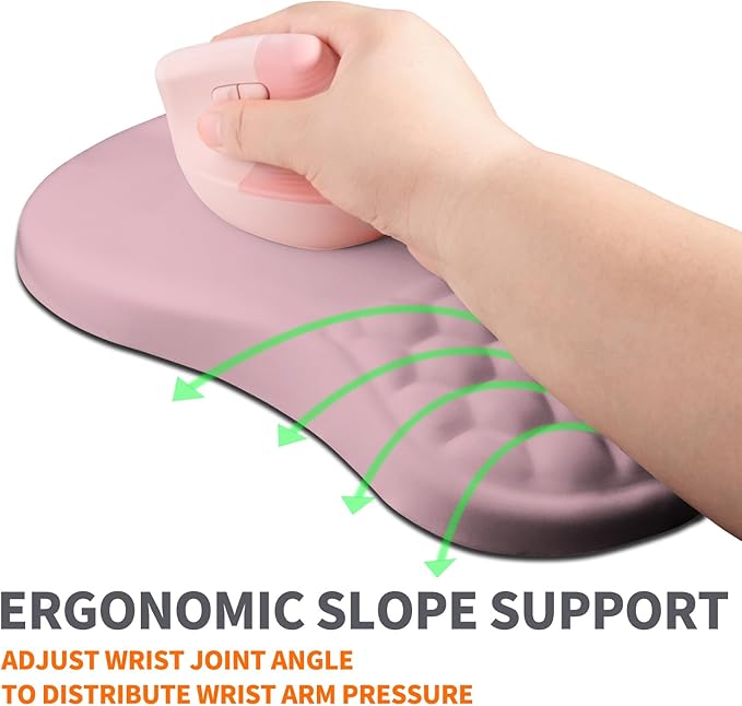 Ergonomic Joint Wrist Support Mouse Pad with Memory Foam Cushion Massage Bump, Carpal Tunnel Pain Relief Mousepad Slope Design for Wrist Rest, 11.8x7.9 in, Thistle