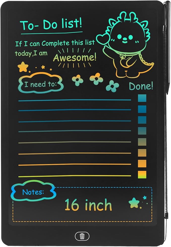 LCD Writing Tablet for Kids & Adults, Etch a Sketch Travel Essentials - 16 Inch Black