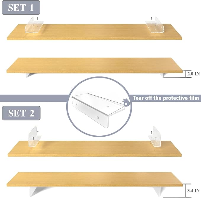 Crystal Clear Acrylic Monitor Stand,Leg levitating design Height Adjustable,Dual Monitor Riser Shelf Organizer for Desk、Home Office、Printer、TV Screen、Keyboard Storage (Nature)