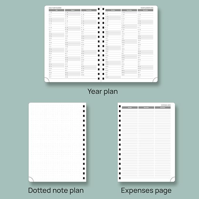 POPRUN Academic Planner 2025-2026 (July 2025-June 2026), Daily Weekly and Monthly Appointment Book (Wirebound Hard Cover - 6.25'' x 8.5'') with Hourly Time Slots, Tabs, 100 GSM - Light Pink