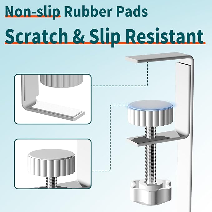 Under Desk Cable Management Tray White, No Drill Desk Cable Management Organizer with Clamp for Desk Wire Management, Desk PC Cord Organizer Accessories & Workspace Organizers for Office, Home(2 Pack)