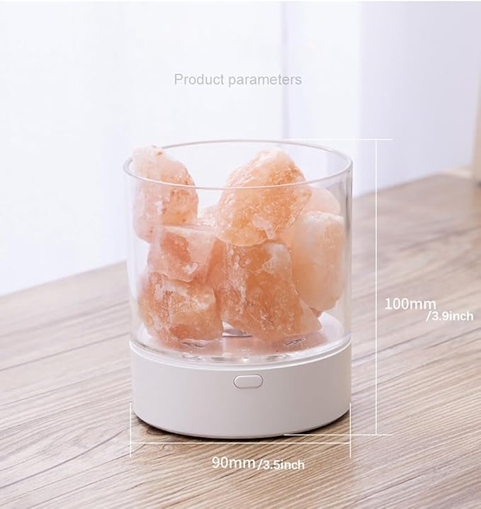 Ulalaza Global Natural Himalayan Salt Fire Warm Color Lamp w/Rough Salt Chunks Includes Dimmer Switch Light Bulb Cord Unique Gift Idea