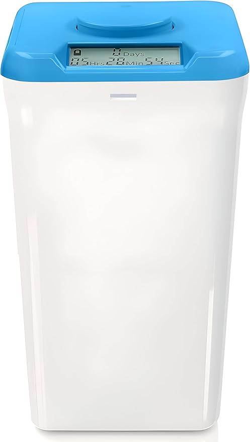 KSafe Time Lock Safe for Cell Phones, Snacks & Medications - Phone Lock Box with Timer - Kitchen Safe Time Locking Container for Better Habit Formation (XL, Blue Lid + 12.3” White Base)