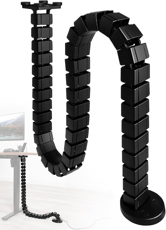Under Desk Cable Management Vertebrae Fit for Sit Stand Desk Management, Magnetic Fixation Adjustable Length Cable Management Spinal, Flexible Chain Raceway Black