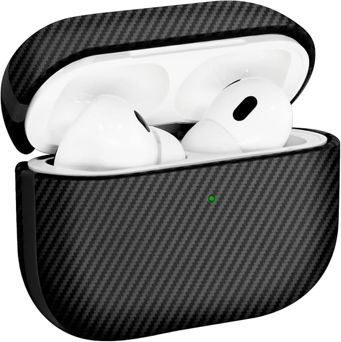 for AirPods Pro 2 Case, Luxury Modern Striped Carbon Fiber Kevlar Leather Earphones Case Cover Compatible with AirPod Pro 2 (Black, for AirPods Pro 2)