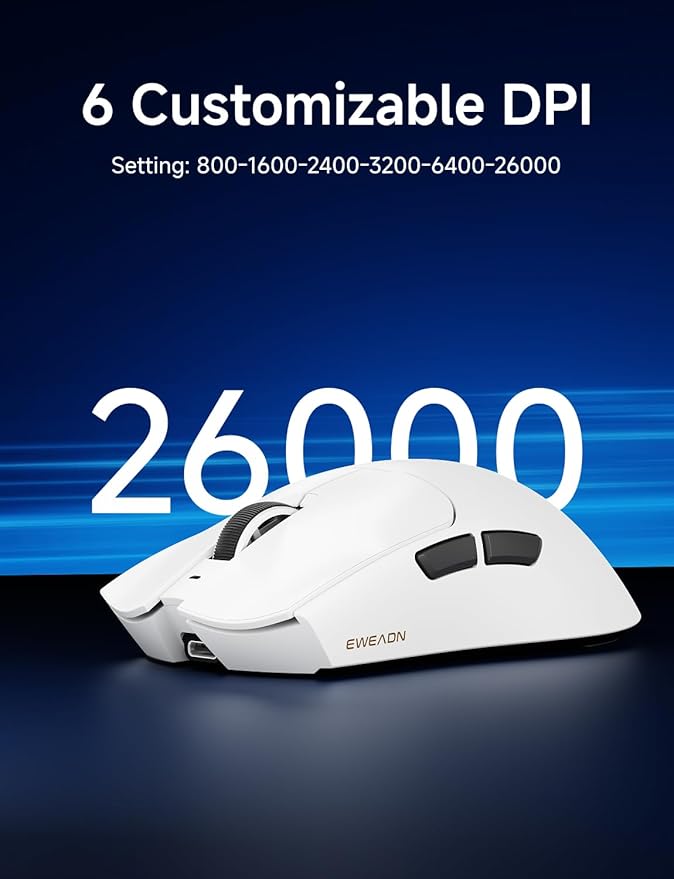 S9 Pro Wireless Gaming Mouse, 59G Ergonomic Computer Mouse, Triple Modes, 8K Polling, 26K DPI, PAW3395 Optical Sensor, Kailh Switch, 250h Battery Life, Programmable for PC/Win/Mac(White)