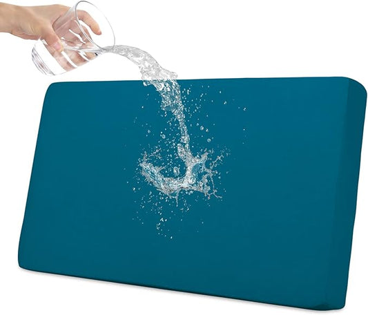 Easy-Going 100% Waterproof Loveseat Sofa Seat Cushion Slipcovers Couch Cushion Cover Stretch Furniture Protector for Kids, Pets (Loveseat Cushion, Peacock Blue)