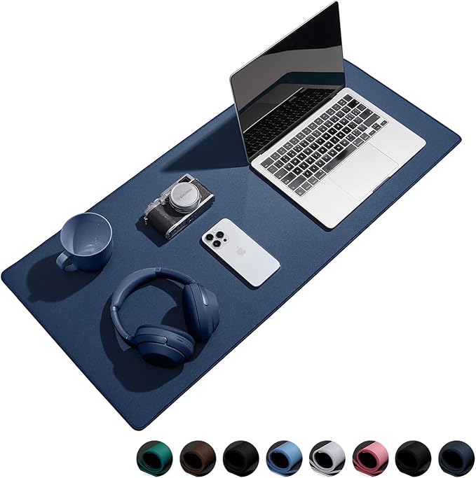 Waterproof Large Gaming Mouse Pad with Durable Stitched Edges, Non-Slip Rubber Base, Smooth Surface Mouse Mat Desk Pad for Home Office Gaming, 31.5"x11.8"x0.12", Dark Blue