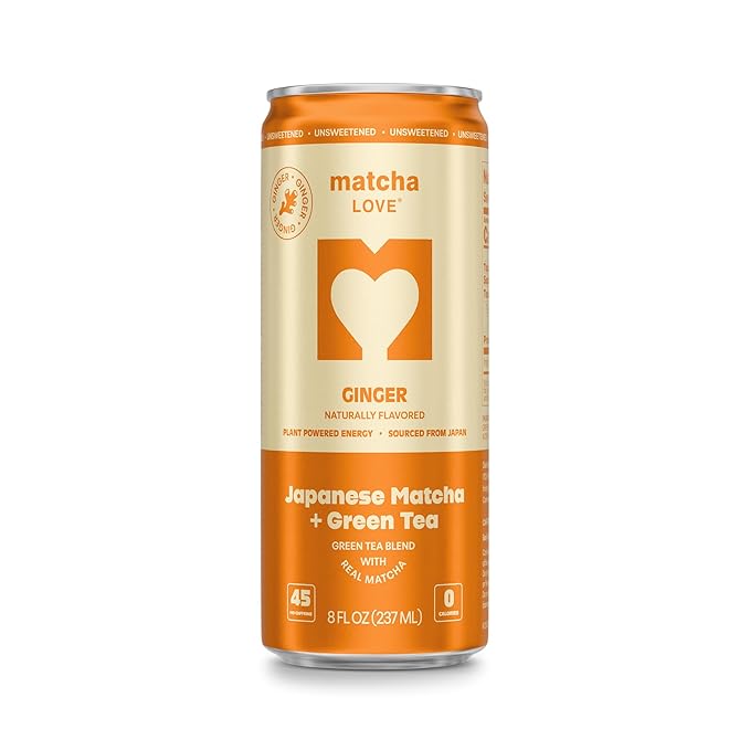 matcha LOVE Ginger Matcha + Green Tea, Unsweetened, 8 Ounce (Pack of 12)