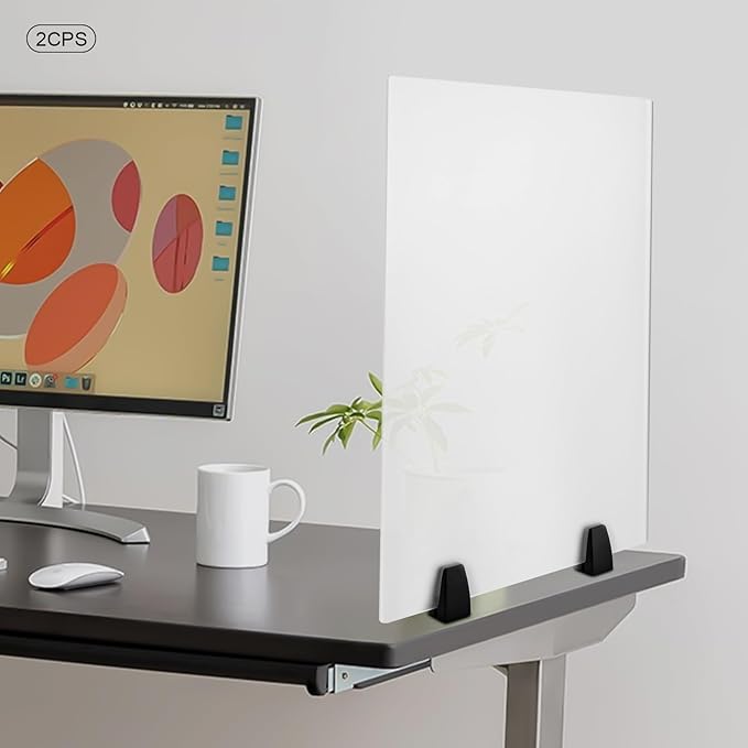2 Pack Clamp-on Desk Privacy Panels, Frosted Acrylic Desk Dividers for Office School Call Center Reception Area, Noise and Visual Distractions Reducing Table Divider- 24" x 18"