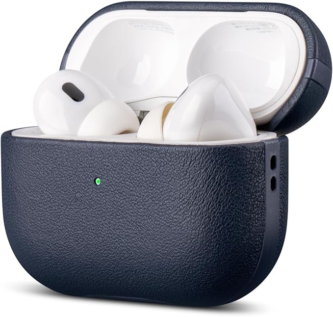 LOPIE Leather Case for AirPods Pro 2nd Generation - Handmade AirPods Pro 2 Case Cover with Lanyard - Made of Full Grain Leather - Drop Protection Hard Shell Cover - Wireless Charging Compatible - Blue