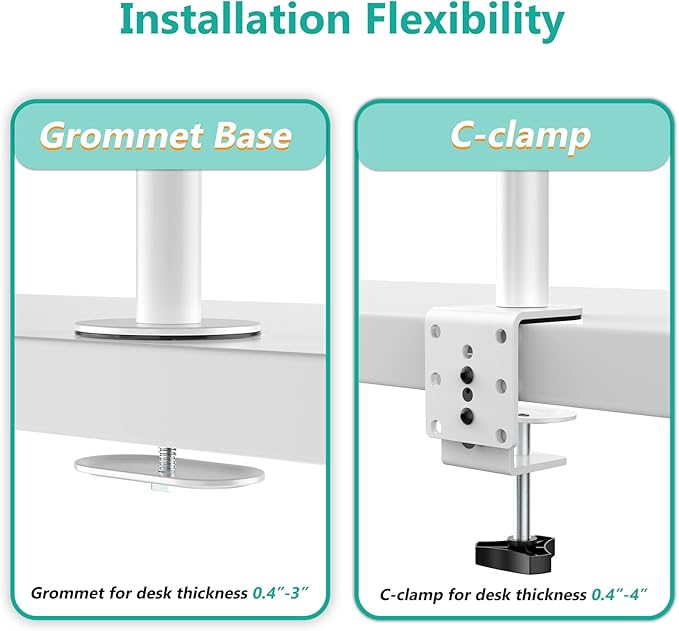 WALI Triple Monitor Stand, Fully Adjustable Three Monitor Desk Mount Fits 3 Screens up to 27 inch, 22 lbs. Weight Capacity per Arm (M003-W), White