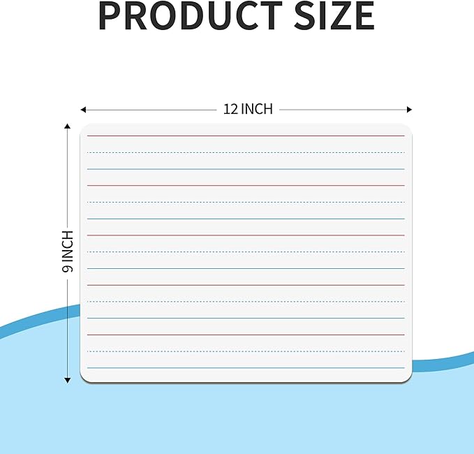 2pack 9x12 inches Dry Erase Board Lapboard Reusable Lined Erasable Ruled Writing Note Pad Lapboard,Blank Whiteboard on Reverse Mini Whiteboard,Small White Board Dry Erase for Students & Classroom