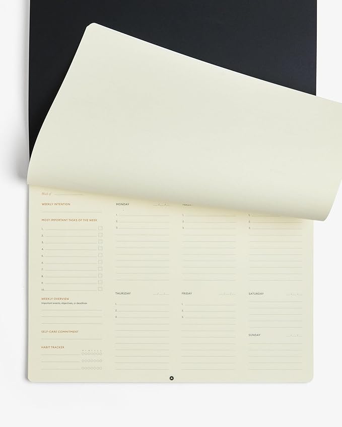 Intelligent Change - Daily Desk Pad, 3-Month Productivity Planner, Tear-Out Deskpad for to-Do List, Productivity Tools for Time Management and Mindfulness, A4 Size, Black