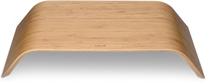 kalibri Wood Monitor Stand Riser - Computer Desk Holder Desktop Dock Wooden Mount Display for PC TV Screen Notebook Laptop - Bamboo