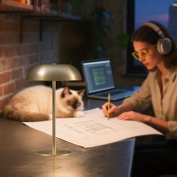 Gold Cordless Table Lamp – Rechargeable Touch Lamp with 3-Color Dimming & Adjustable Height，Battery Powered lamp for Bedside, Bar, Desk, Outdoor Patio,Restaurant，Modern Luxury Decor