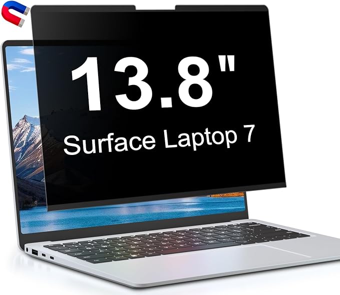 13.8 Inch Magnetic Privacy Screen for Microsoft Surface Laptop 7, Removable Anti Glare Screen Protector, Blue Light Computer Filter, Anti Spy Easy Install