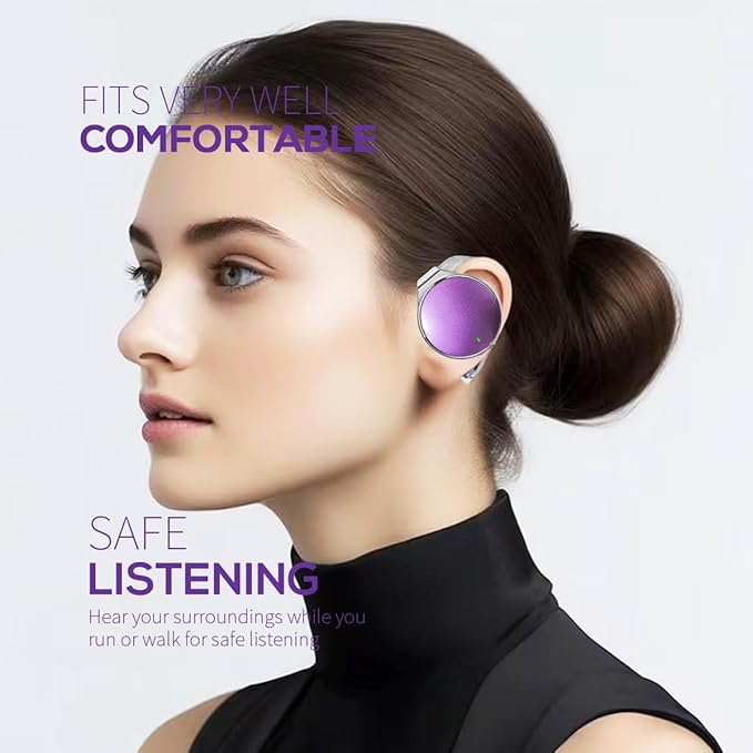 On Ear Headphones Bluetooth 5.4 with Ear Hooks, 52Hrs Playtime, Clip on Earphones, USB-C Charging, Open-Ear Earbuds, Dual Device Pairing, Sweatproof Wireless Headphones for Running/Gym/Workout