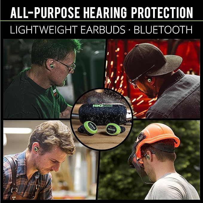 ISOtunes Free 2.0 Bluetooth Hearing Protection Earbuds - 25 dB NRR OSHA Approved Earbuds, Wireless Bluetooth Earplug Headphones for Work