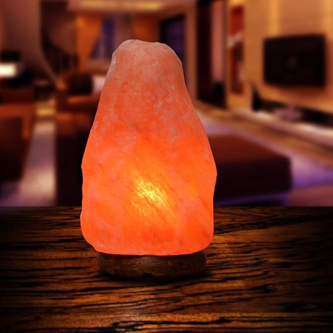 Himalayan Natural Pink Salt Lamp, Hand Crafted I Warm Amber Glow I Dimmer Switch, Wooden Base, (7-9 inches, 8-10 lbs.) Unique Gift Ideas (Natural)