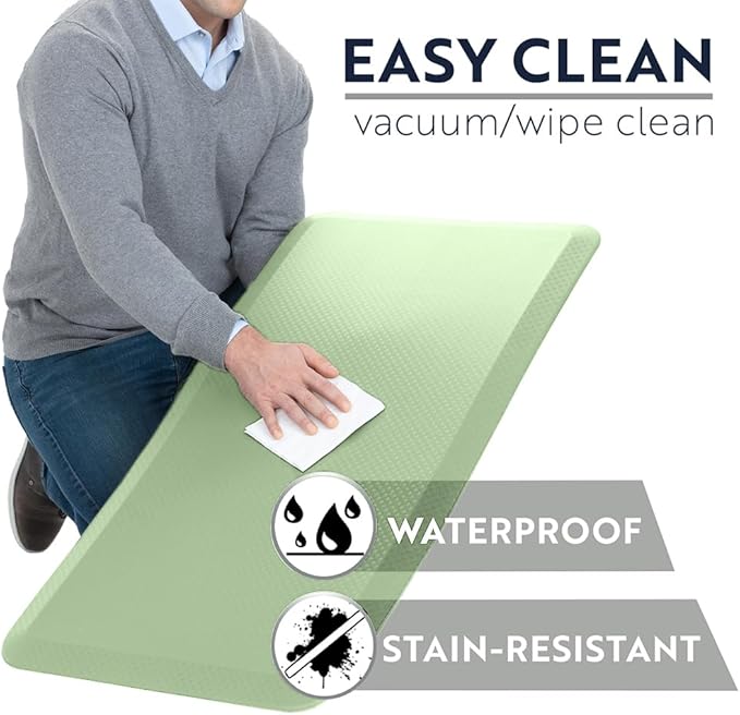 KANGAROO Thick Ergonomic Anti Fatigue Mats for Kitchen Floor, 58x20, Cushioned Standing Office Desk Mat, Waterproof Scratch Resistant Topside, Supportive All Day Comfort Padded Foam Rugs, Sage Green