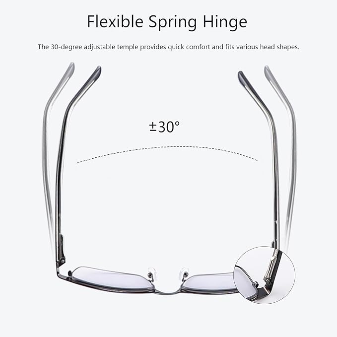 Photochromic Blue Light Glasses UV Protection Computer Gaming Blue Light Screen Blocker Anti Glare Eye Protection Metal Eyewear for Men Women