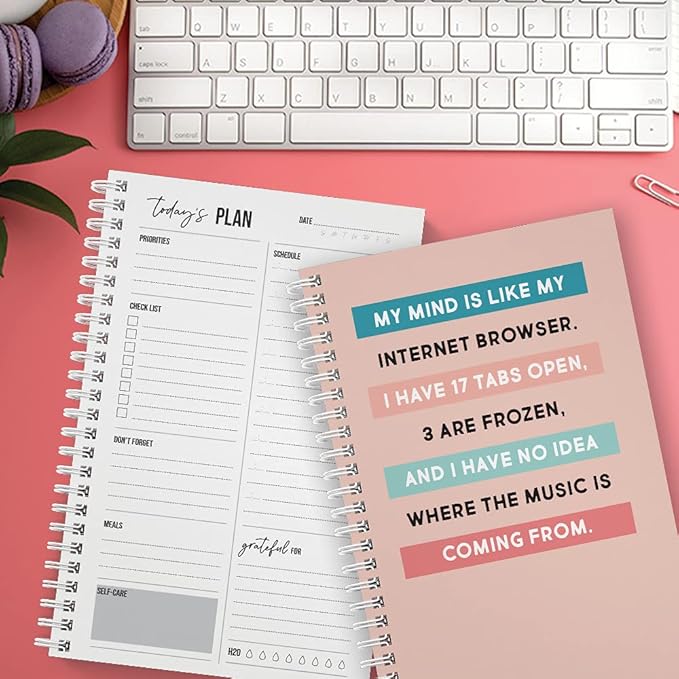 Softcover Internet Browser 5.5" x 8.5" Humorous Spiral Notebook/Journal, 120 Daily Planner Pages, Durable Gloss Laminated Cover, White Wire-o Spiral. Made in The USA