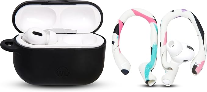 WC HookZ - Patented Upgraded Over Ear Hooks for AirPods Pro 1, 2 & AirPods 1, 2 & 3- Two Size Pairs Included in Package, Unique Left & Right Hook, Made by Wicked Cushions | 90's White