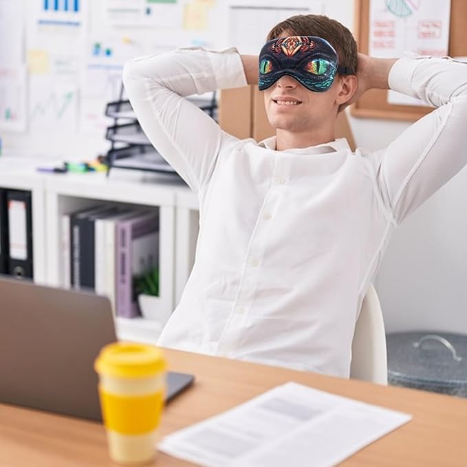 2 Pcs Sleep Mask for Kids Boys, Silk Eye Covers for Sleeping, Adjustable Strap & Light Blocking Design, Adult Children's Bedtime Blindfold for Travel and Home Use (Red Dinosaur Eyes)