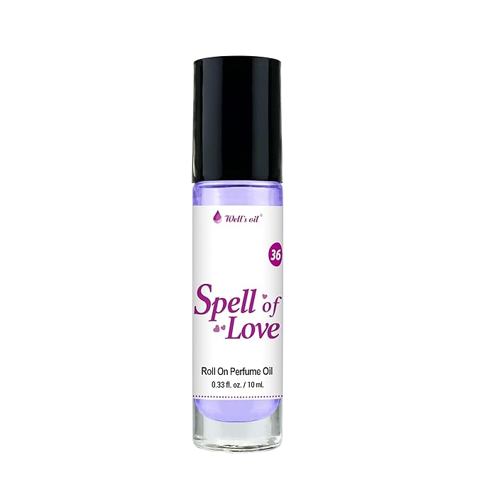Well's Oil Roll-On Perfume Oil (Spell of Love) | Notes of Fresh Peach and Cherry Blossom | Long-Lasting | Paraben-Free | 0.33 Fl Oz / 10 ml