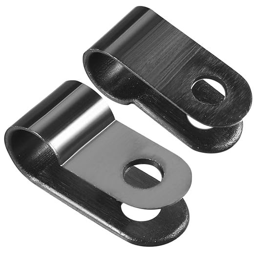 210 Pcs Plastic Cable Clamp Black Nylon Screws, Minelife R-Type Cable Wire Clip Clamp Fasteners 3/16" 1/4" 3/8" 1/2" 3/4" 1" for Wire Management