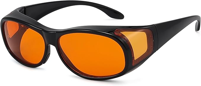 Eyekepper 100% Blue Light Reduction,Fitover Anti-Blue Blocking Computer Glasses with Extra Amber Lens
