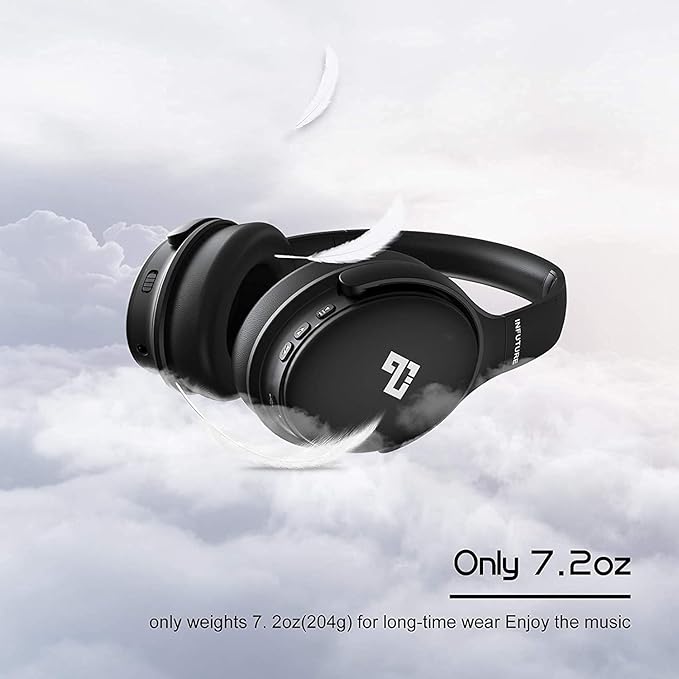 INFURTURE Upgrade Active Noise Cancelling Headphones, H1 Wireless Over Ear Bluetooth Headphones, Deep Bass Headset, Low Latency, Memory Foam Ear Cups,90H Playtime