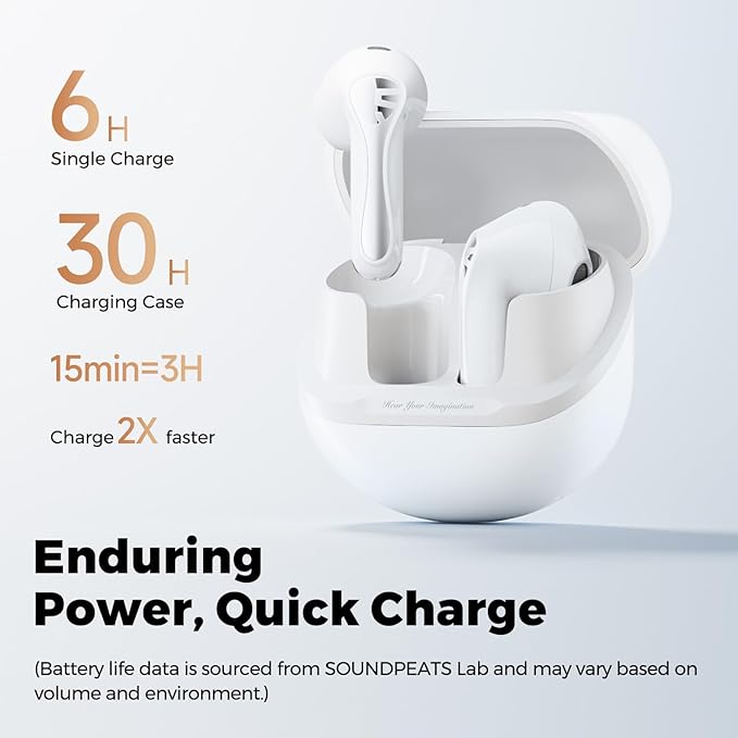 SoundPEATS Air5 Lite Wireless Earbuds with Hi Res Audio, Bluetooth 5.4 Semi in Ear Earphones, 13mm Drivers, LDAC Codec, ENC Headphones for Calls, Stereo Sound, 30 Hrs Fast Charge