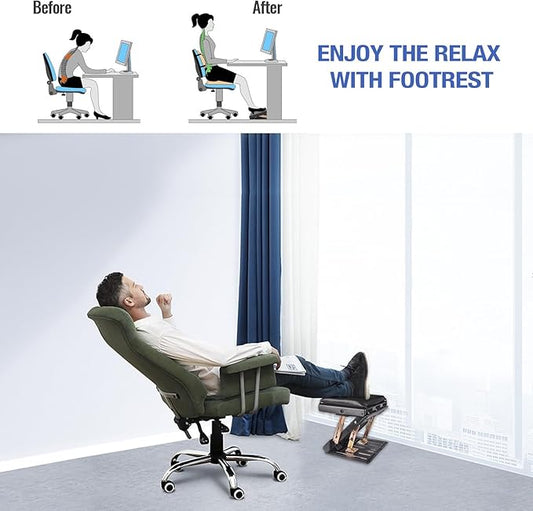 Foot Rest for Under Desk at Work 4-Level Height Adjustable, Ergonomic Foldable Footrest for Office, Gaming,Computer, Soft & Removable Pad Desk Foot Stool Suitable for All Seasons