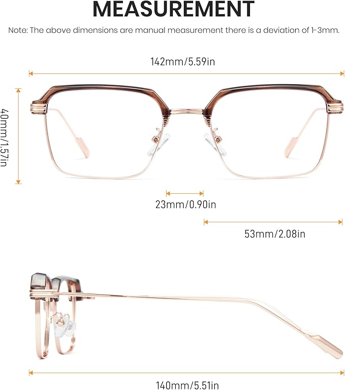 Cyxus Semi Rim Blue Light Glasses for Men Women TR90 Metal Frame UV Blocking Computer Glasses Clear Lens Square Eyewear