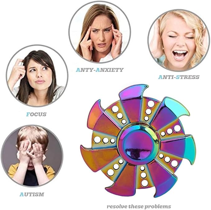 SCIONE Metal Fidget Spinner for Kid Adult, Sensory Hand Fidget Toy 7 Pack-Anxiety Toys Stress Relief Reducer-Party Favors, Gifts for Kids Birthday, Goodie Bag Stuffers, Classroom Prizes