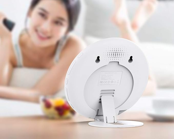 Light Therapy Alarm Clock Wake up Light 10000 lux Sunrise lamp Bright Light Alarm Clock APP Control Built in Lithium Battery Portable for Travel