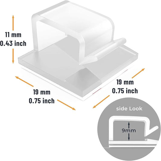 Cable Clips with Strong Self-Adhesive, XIAOXI R Shape Cable Management TV PC Wire Holder Sticky Tidy and Organizer Cord and Wires - 40 Pcs (Clear)