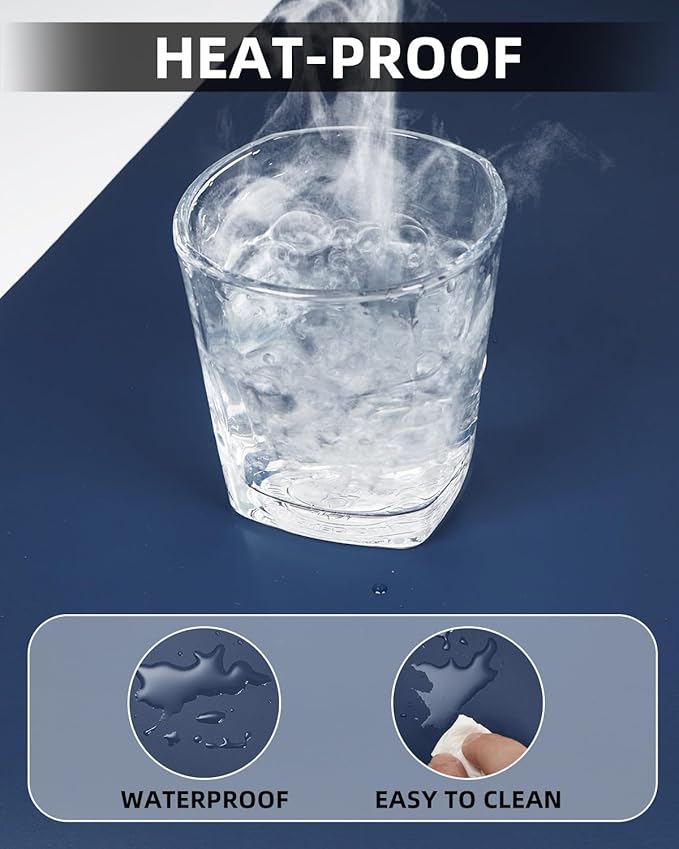 Large Desk mat, Leather Desk Pad Protector,Office Desk Mat,Mouse Pad, Non-Slip Desk Blotter, Laptop Desk Pad, Waterproof Desk Writing Pad for Office&Home (Midnight Blue, 55" x 17")