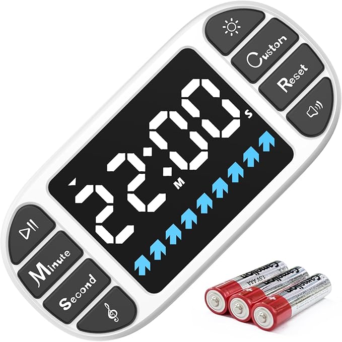 DOOMAY Digital Kitchen Visual Timer: 3.6'' Large LED Display, Magnetic, 3 Brightness, 4 Alarms and Volume, Memory Function, Countdown Count up for Cooking, Classroom, Home Gym, AAA Battery Included