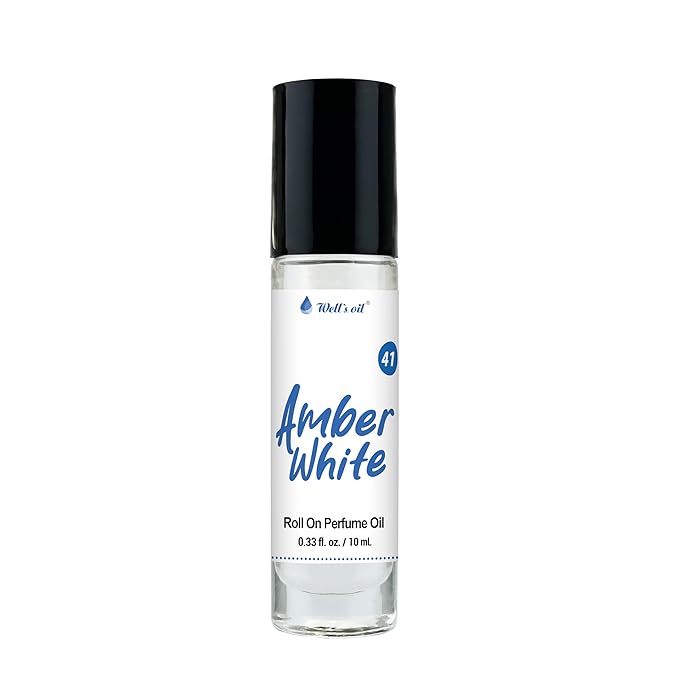 Well's Oil Roll-On Perfume Oil (Amber White) | Amber & Jasmine Notes | Long-Lasting | Paraben-Free | 0.33 Fl Oz / 10 ml