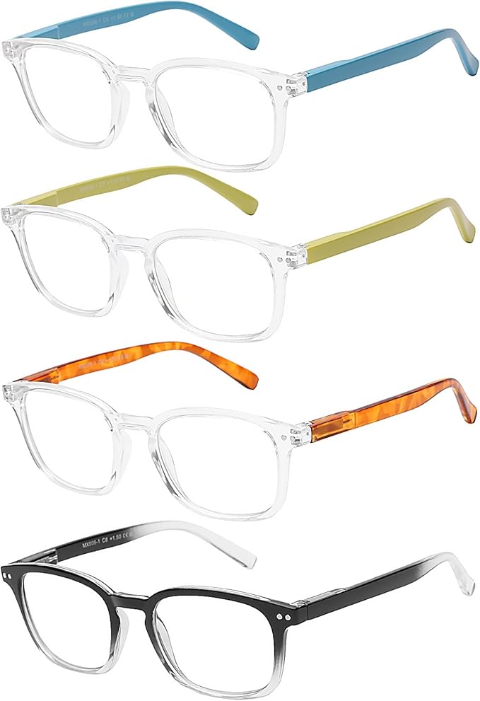 AQWANO 4 Pack Computer Reading Glasses Blue Light Filter Readers Glare Glasses for Men Women