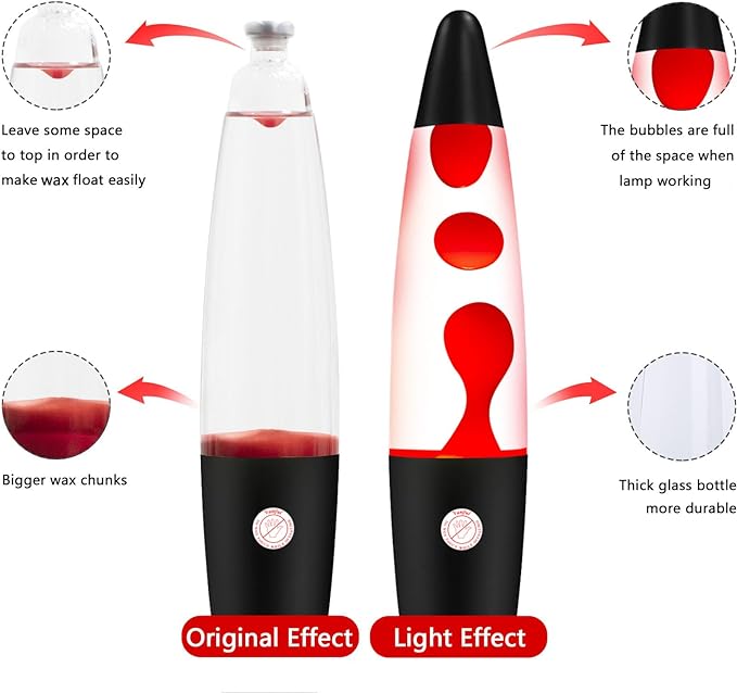 Red Magma Liquid Motion Lamp with Black Base and Cap for Adults Kids Night Light Lamp Decoration for Living-Room Bedroom Christmas Thanksgiving Day