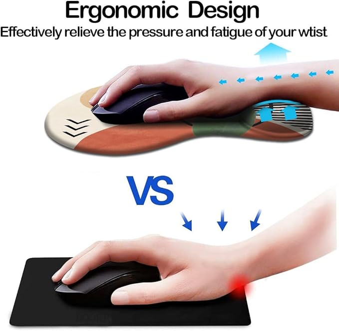 DOOKE Ergonomic Mouse Pad with Wrist Support and,Mouse Pads with Non-Slip PU Base for Home Office Working Studying Easy Typing & Pain Relief Leaves