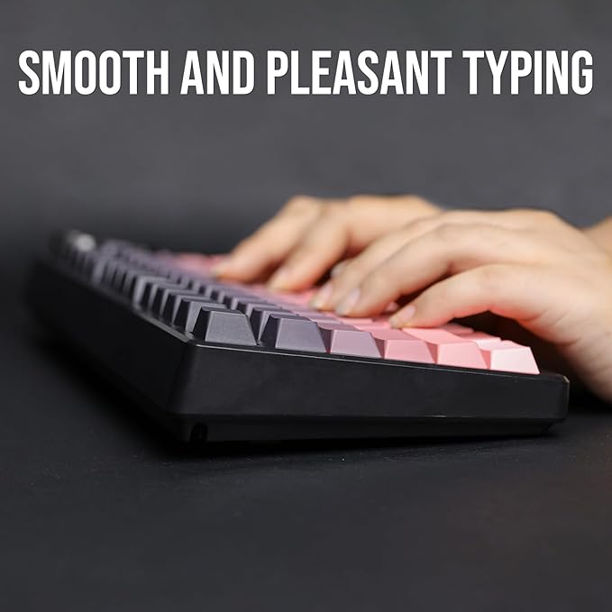 EPOMAKER HE75 Wireless Mechanical Keyboard with Metal Knob, 4000mAh Battery, Hot-Swappable Gasket Gaming Keyboard with RGB Backlight for Mac/Win (Black Pink)