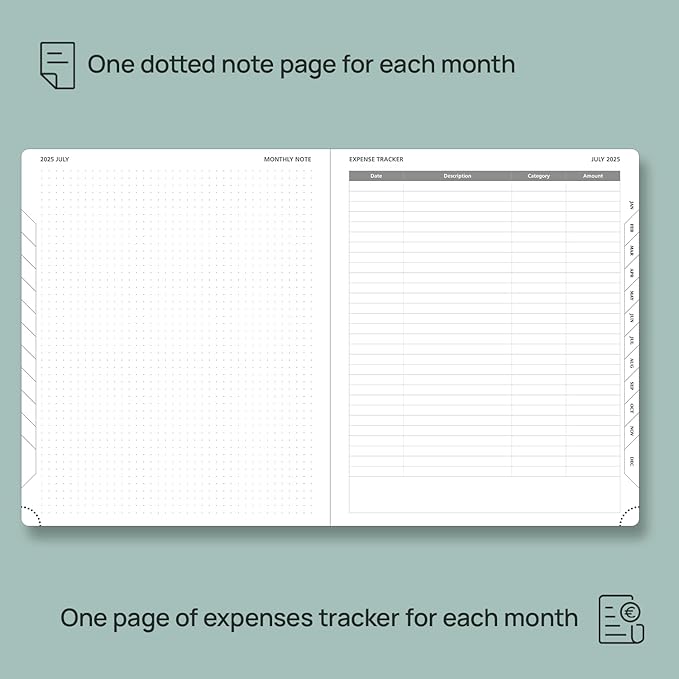 POPRUN Monthly Planner 2025-2026 (Large- 8.5" x 10.5" Soft Cover), 18-Month Calendar Book (Jul.2025-Dec.2026), Calendar Planner with Monthly Tabs & Pocket, 100 GSM Paper - Burgundy